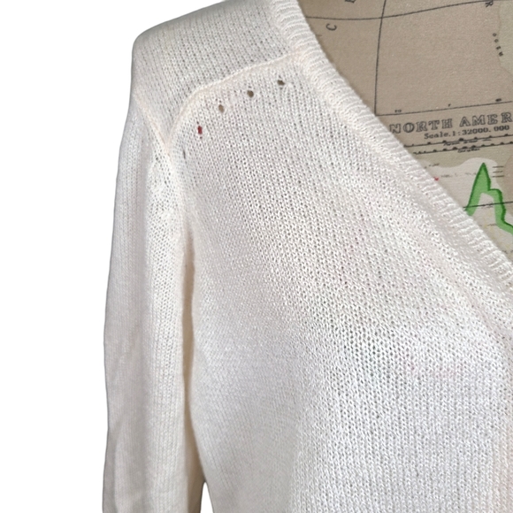 Investments ll Cream  Pointelle Knit Open Front Cardigan Sweater Size 1X - Picture 5 of 13